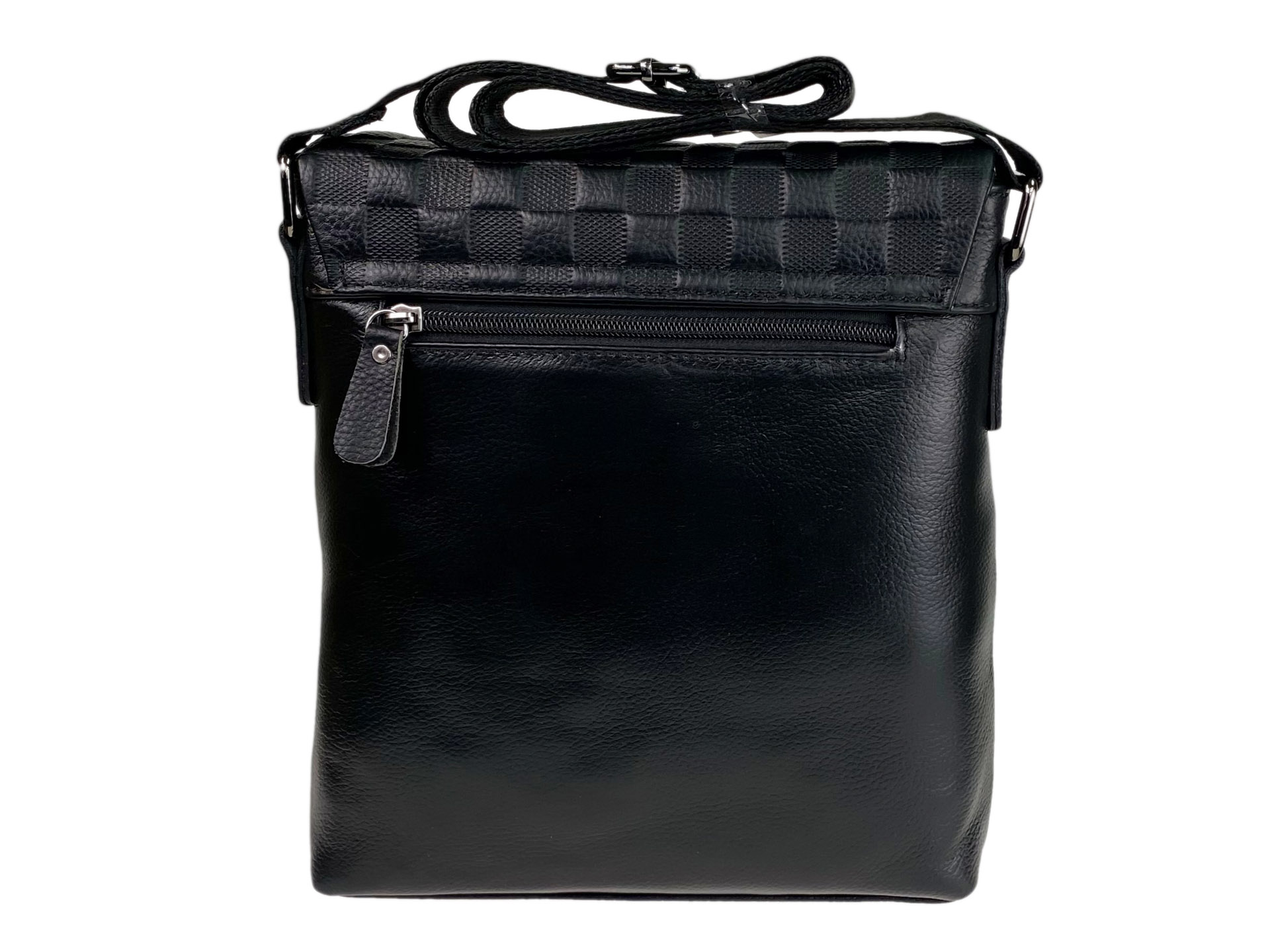 На фото 3 - Кожаная мужская сумка под документы, цвет чёрный