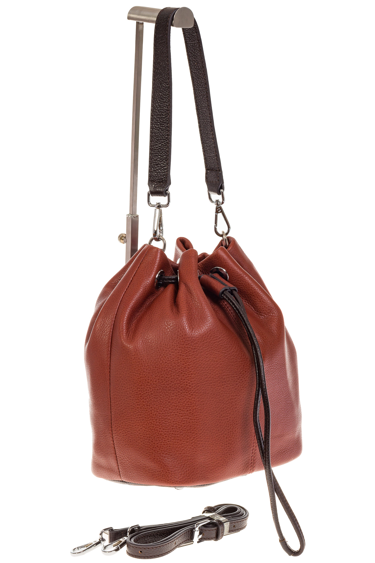 На фото 1 - Женская сумка-торба из натуральной кожи, цвет рыже-коричневый 8137