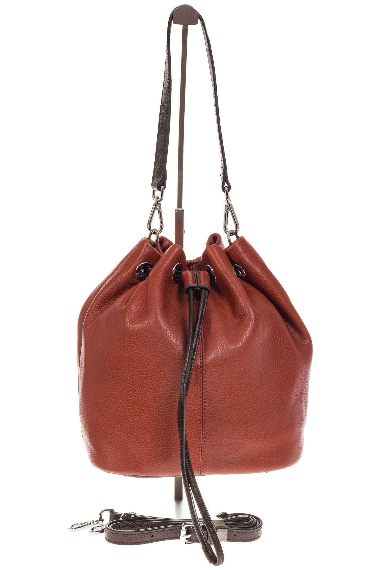 На фото 2 - Женская сумка-торба из натуральной кожи, цвет рыже-коричневый 8137