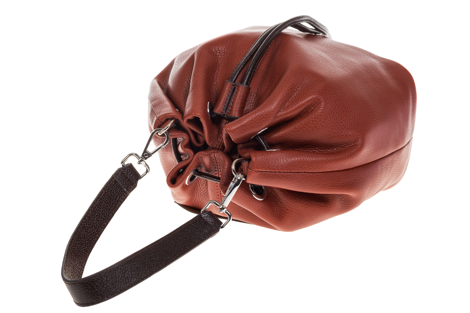 На фото 4 - Женская сумка-торба из натуральной кожи, цвет рыже-коричневый 8137