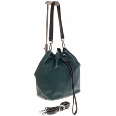 На фото 1 - Женская сумка-торба из натуральной кожи, цвет темно-зеленый 8137
