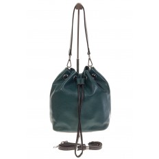 На фото 2 - Женская сумка-торба из натуральной кожи, цвет темно-зеленый 8137