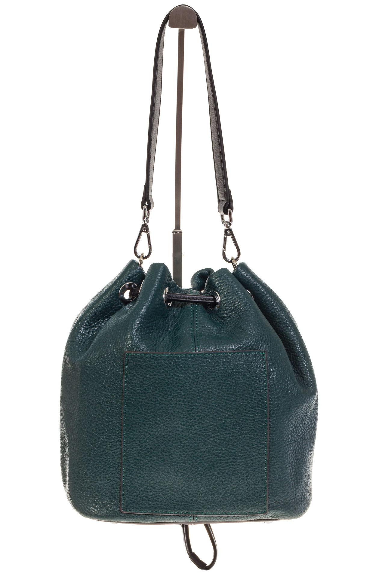На фото 3 - Женская сумка-торба из натуральной кожи, цвет темно-зеленый 8137