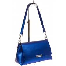 На фото 1 - Женская сумка багет из натуральной кожи, цвет синий