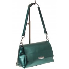На фото 1 - Женская сумка багет из натуральной кожи, цвет зеленый