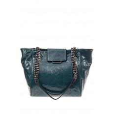 На фото 2 - Стильная кожаная сумка женская стеганая, сине-серая
