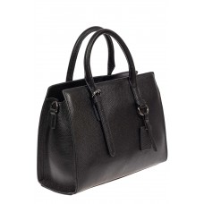На фото 1 - Женская сумка из натуральной кожи с подвеской, чёрная