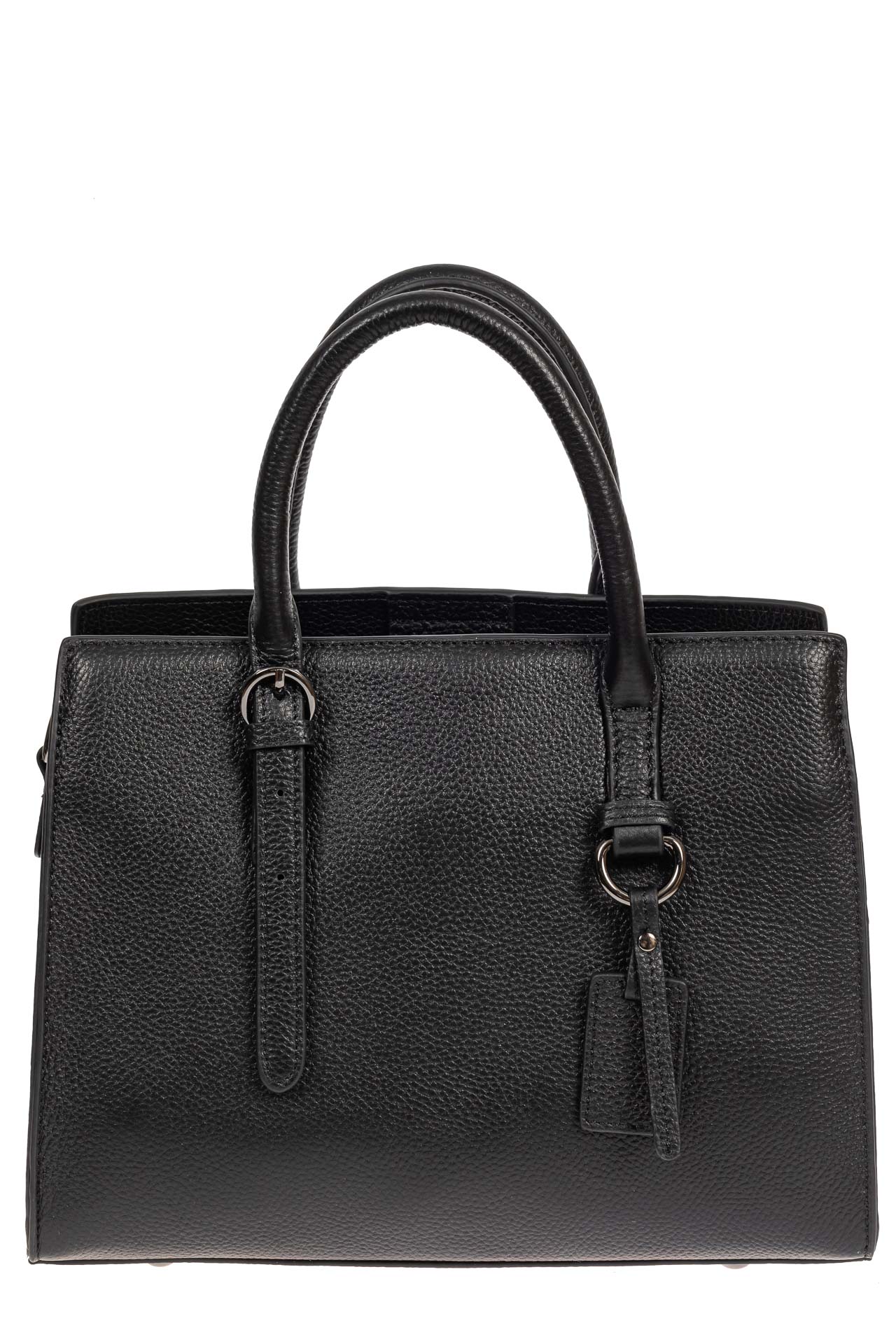 На фото 2 - Женская сумка из натуральной кожи с подвеской, чёрная