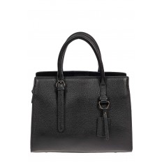 На фото 2 - Женская сумка из натуральной кожи с подвеской, чёрная