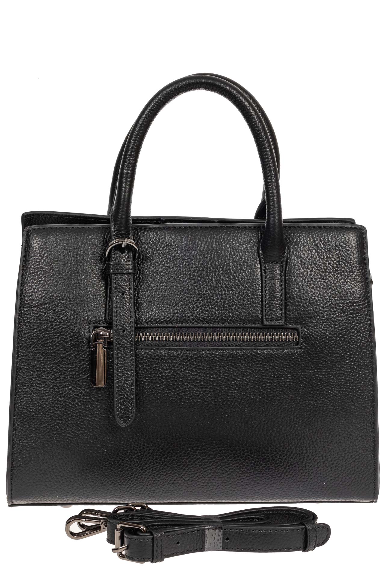На фото 3 - Женская сумка из натуральной кожи с подвеской, чёрная