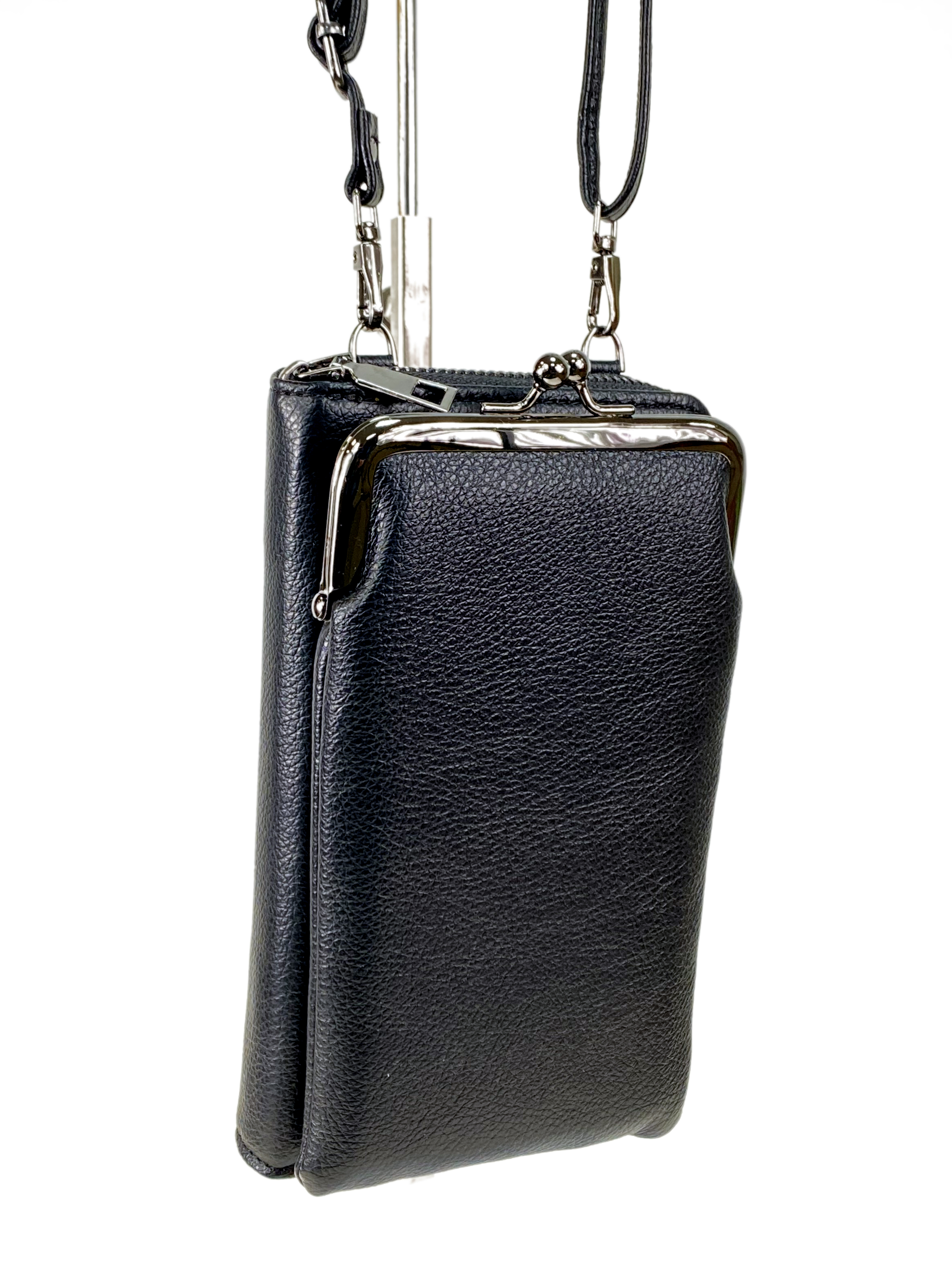 На фото 3 - Женская сумка-портмоне на плечо, цвет черный