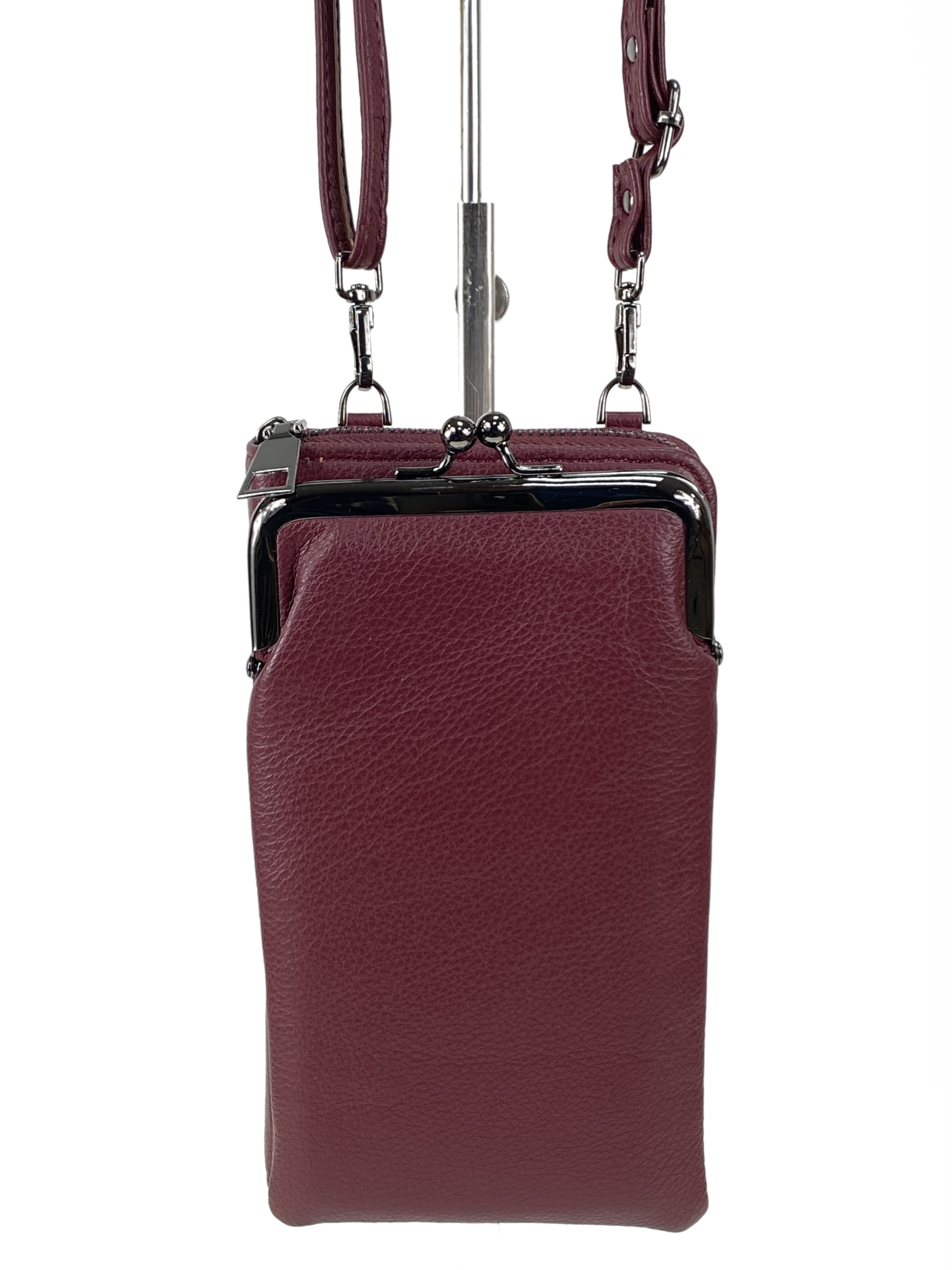 На фото 2 - Женская сумка-портмоне на плечо, цвет бордовый