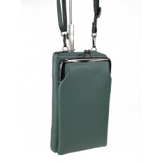 На фото 3 - Женская сумка-портмоне на плечо, цвет зеленый