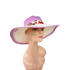 На фото 1 - Летняя женская соломенная шляпа, цвет белый и фиолетовый