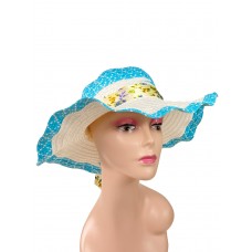 На фото 1 - Летняя женская соломенная шляпа, цвет белый и голубой