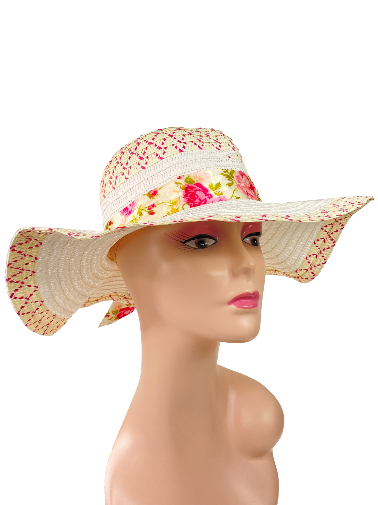 На фото 1 - Летняя женская соломенная шляпа, цвет белый и молочный