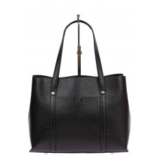 На фото 2 - Женская сумка-тоут из фактурной натуральной кожи, чёрный цвет