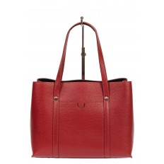 На фото 2 - Женская сумка-тоут из фактурной натуральной кожи, бордовый цвет