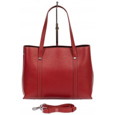 На фото 3 - Женская сумка-тоут из фактурной натуральной кожи, бордовый цвет