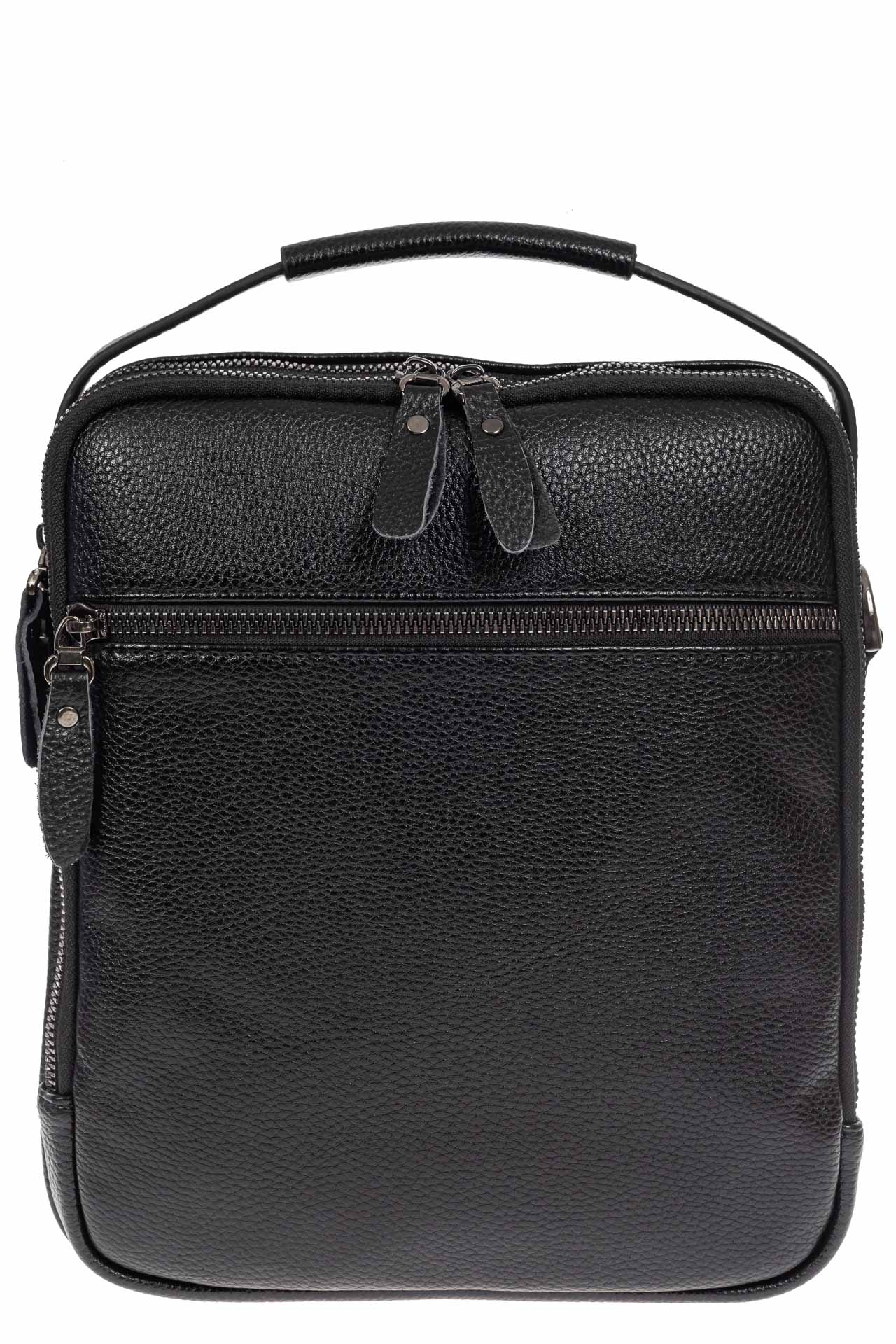 На фото 2 - Классическая мужская сумка из натуральной кожи, цвет чёрный