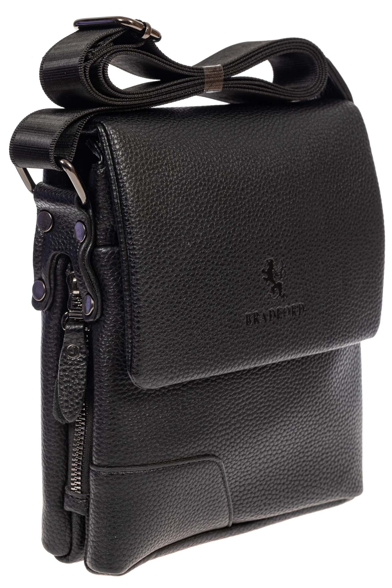 На фото 1 - Мужская сумка-планшет из фактурной натуральной кожи, цвет чёрный