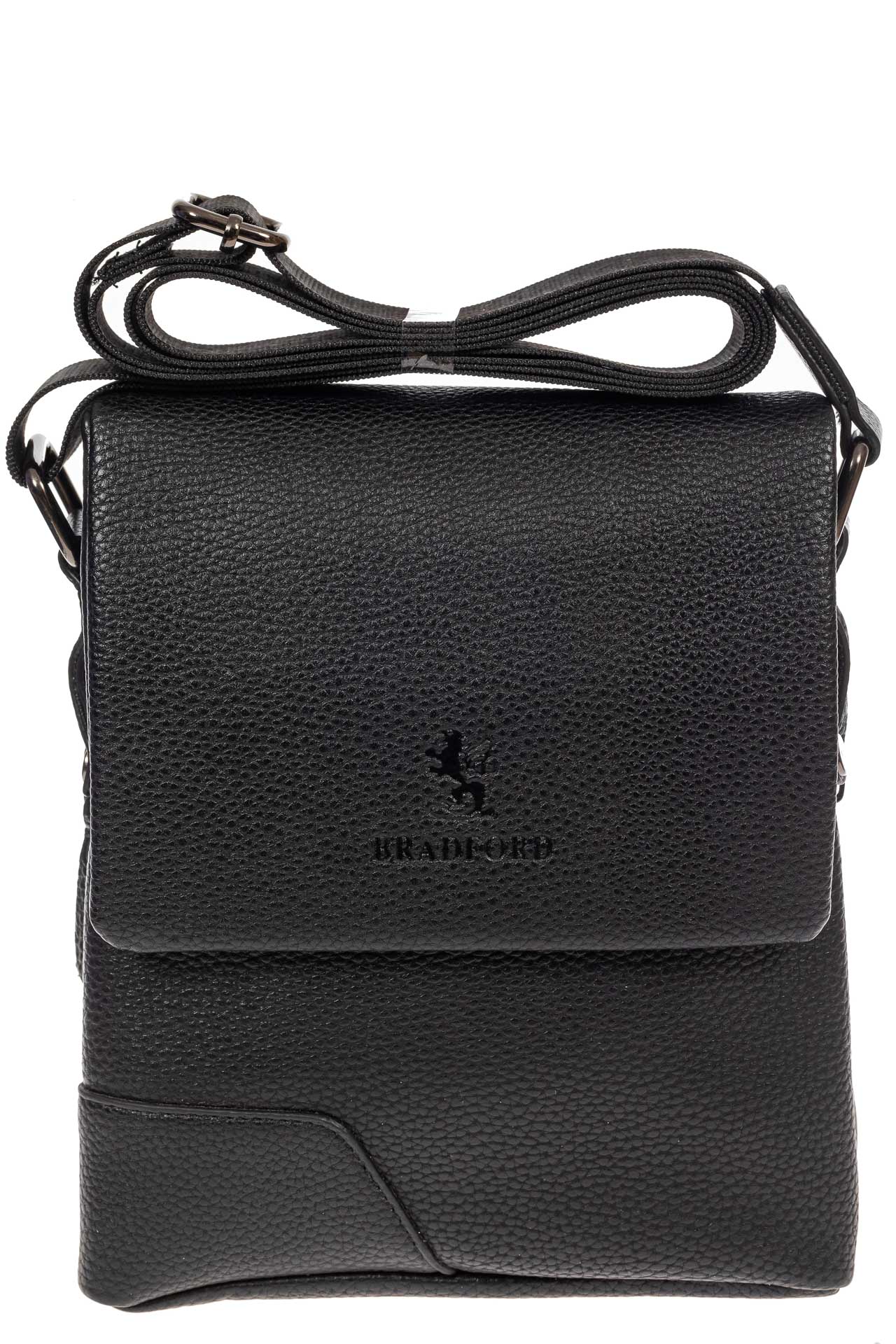 На фото 2 - Мужская сумка-планшет из фактурной натуральной кожи, цвет чёрный
