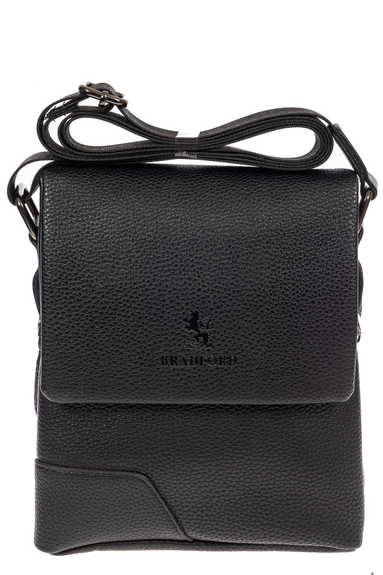 На фото 3 - Мужская сумка-планшет из фактурной натуральной кожи, цвет чёрный