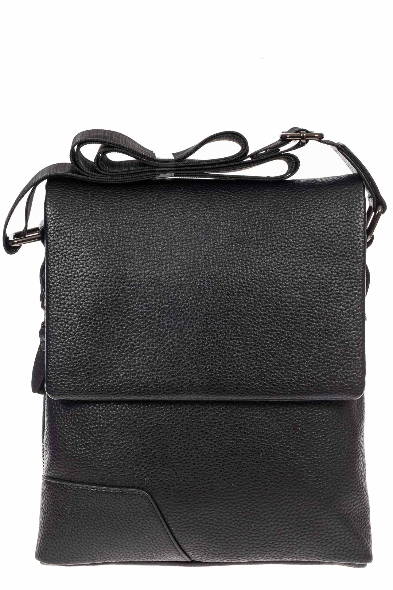На фото 2 - Мужская сумка-планшет из фактурной натуральной кожи, цвет чёрный