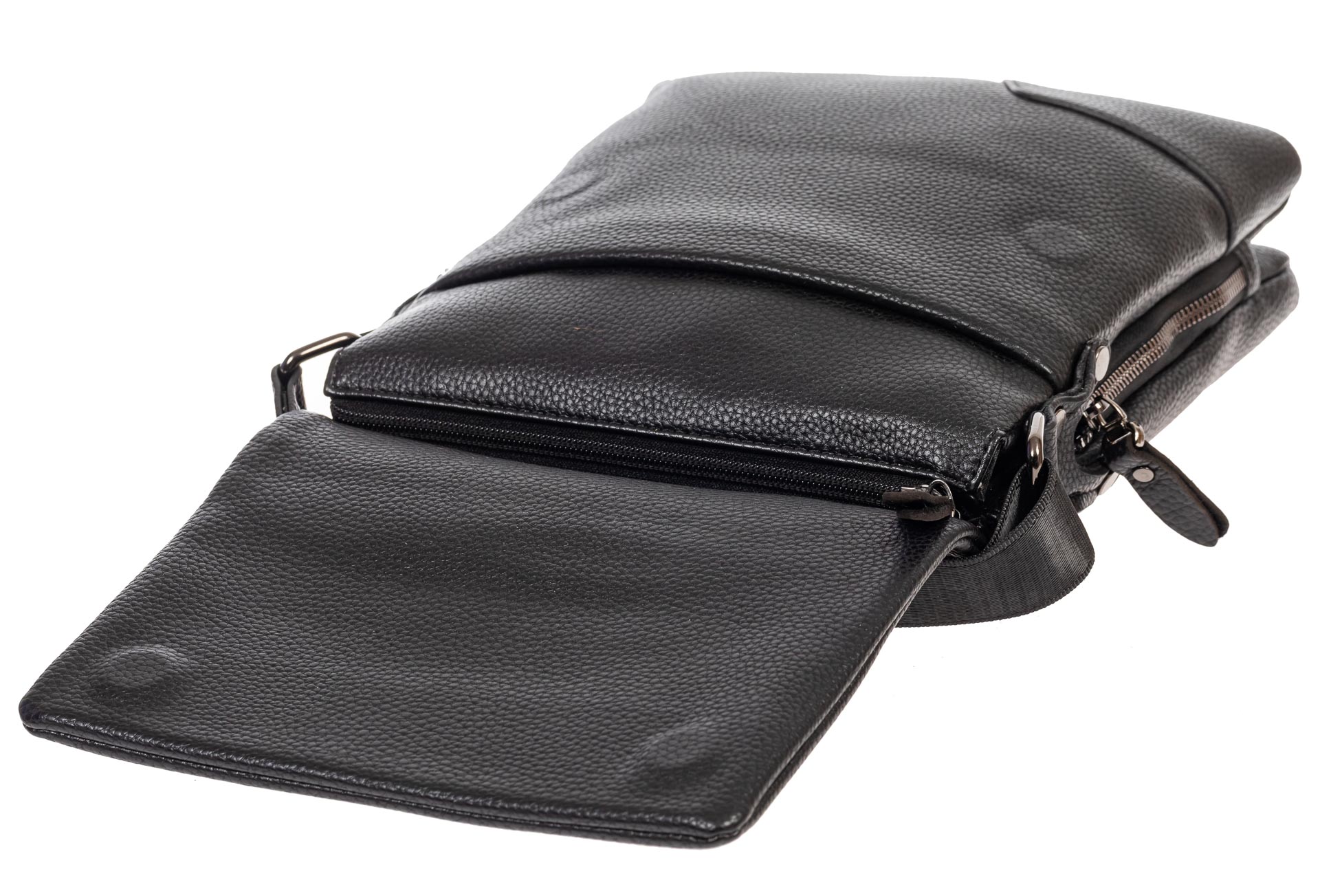 На фото 4 - Мужская сумка-планшет из фактурной натуральной кожи, цвет чёрный