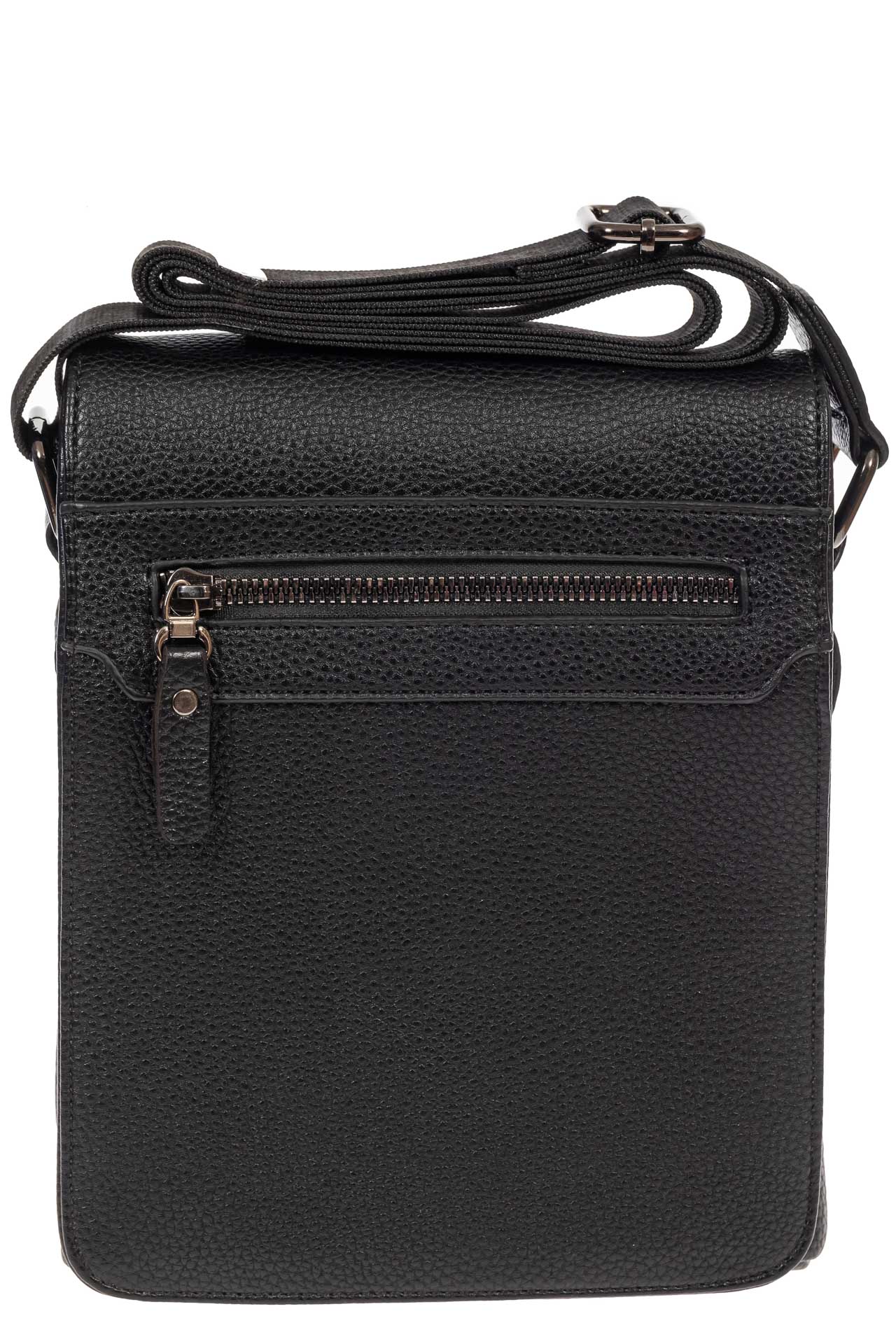 На фото 2 - Мужская сумка-мессенджер из фактурной натуральной кожи, цвет чёрный