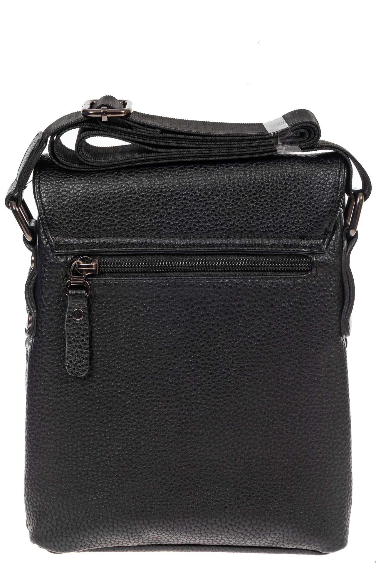 На фото 3 - Мужская сумка-мессенджер из фактурной натуральной кожи, цвет чёрный