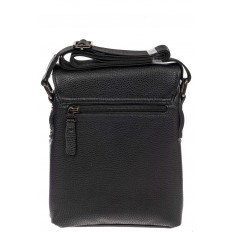 На фото 3 - Мужская сумка-мессенджер из фактурной натуральной кожи, цвет чёрный