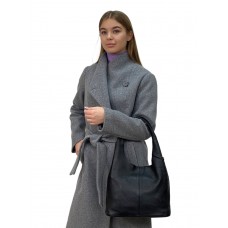 На фото 1 -  Женская сумка шоппер из натуральной кожи, цвет черный