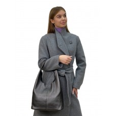 На фото 1 - Женская сумка  из натуральной кожи, цвет  серый металлик