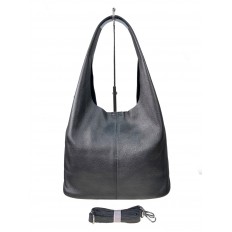 На фото 2 - Женская сумка  из натуральной кожи, цвет  серый металлик