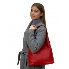 На фото 1 -  Женская сумка шоппер из натуральной кожи, цвет красный