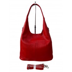 На фото 2 -  Женская сумка шоппер из натуральной кожи, цвет красный