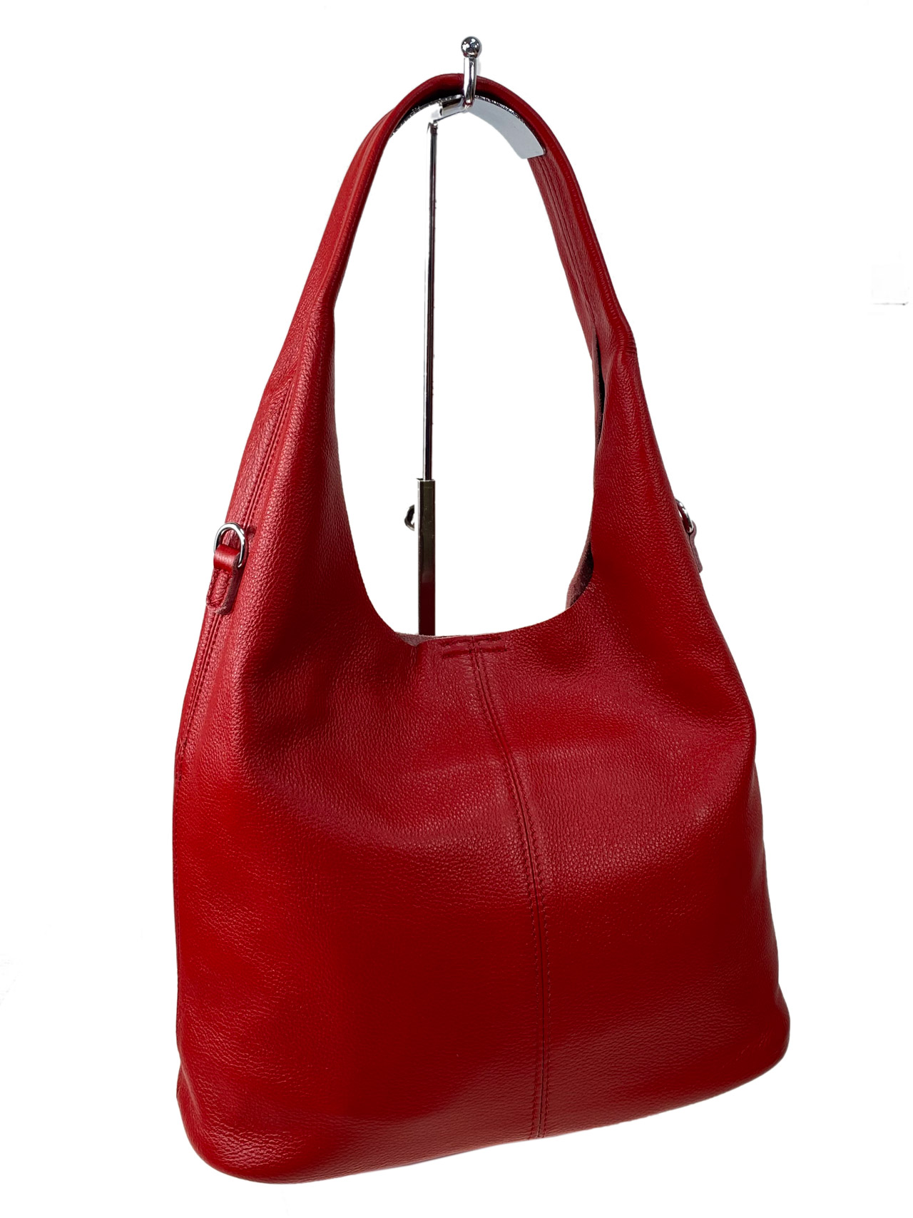 На фото 3 -  Женская сумка шоппер из натуральной кожи, цвет красный