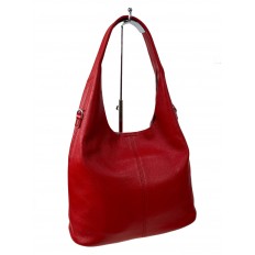 На фото 3 -  Женская сумка шоппер из натуральной кожи, цвет красный