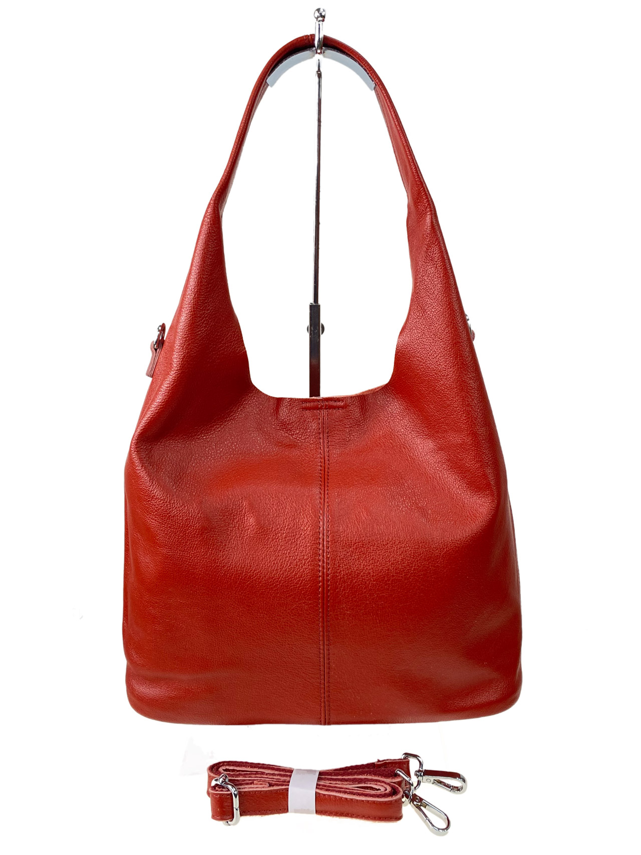 На фото 2 -  Женская сумка шоппер из натуральной кожи, цвет коралловый
