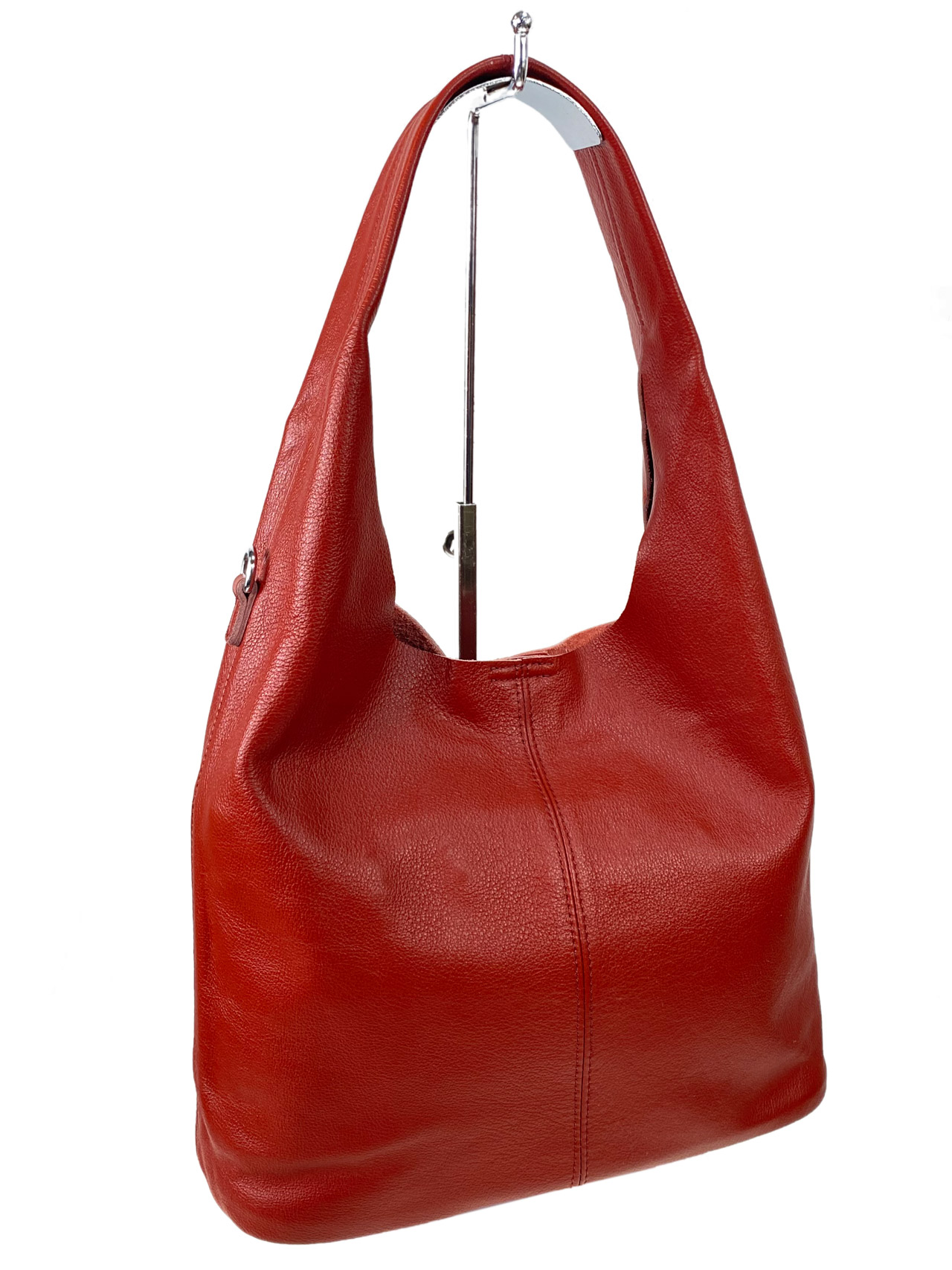 На фото 3 -  Женская сумка шоппер из натуральной кожи, цвет коралловый