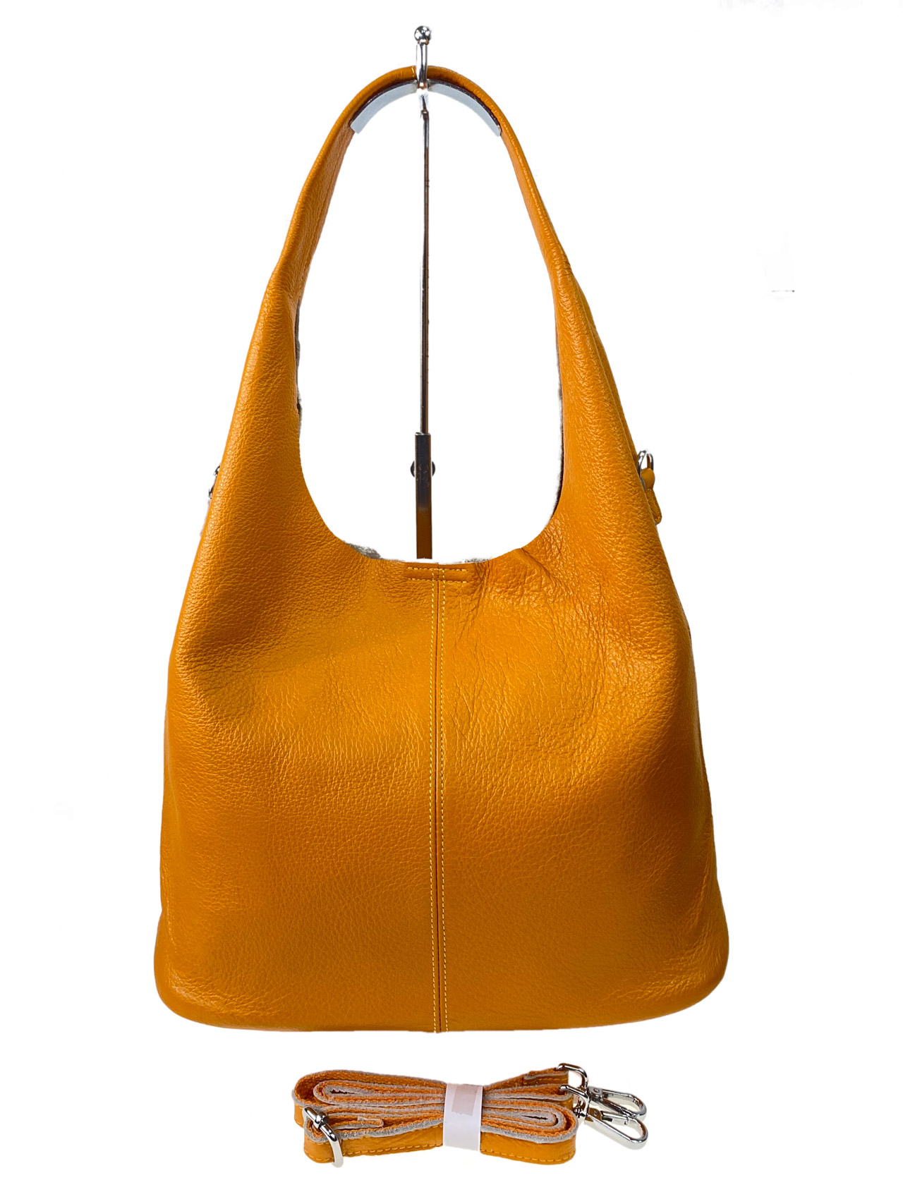 На фото 2 -  Женская сумка шоппер из натуральной кожи, цвет медовый