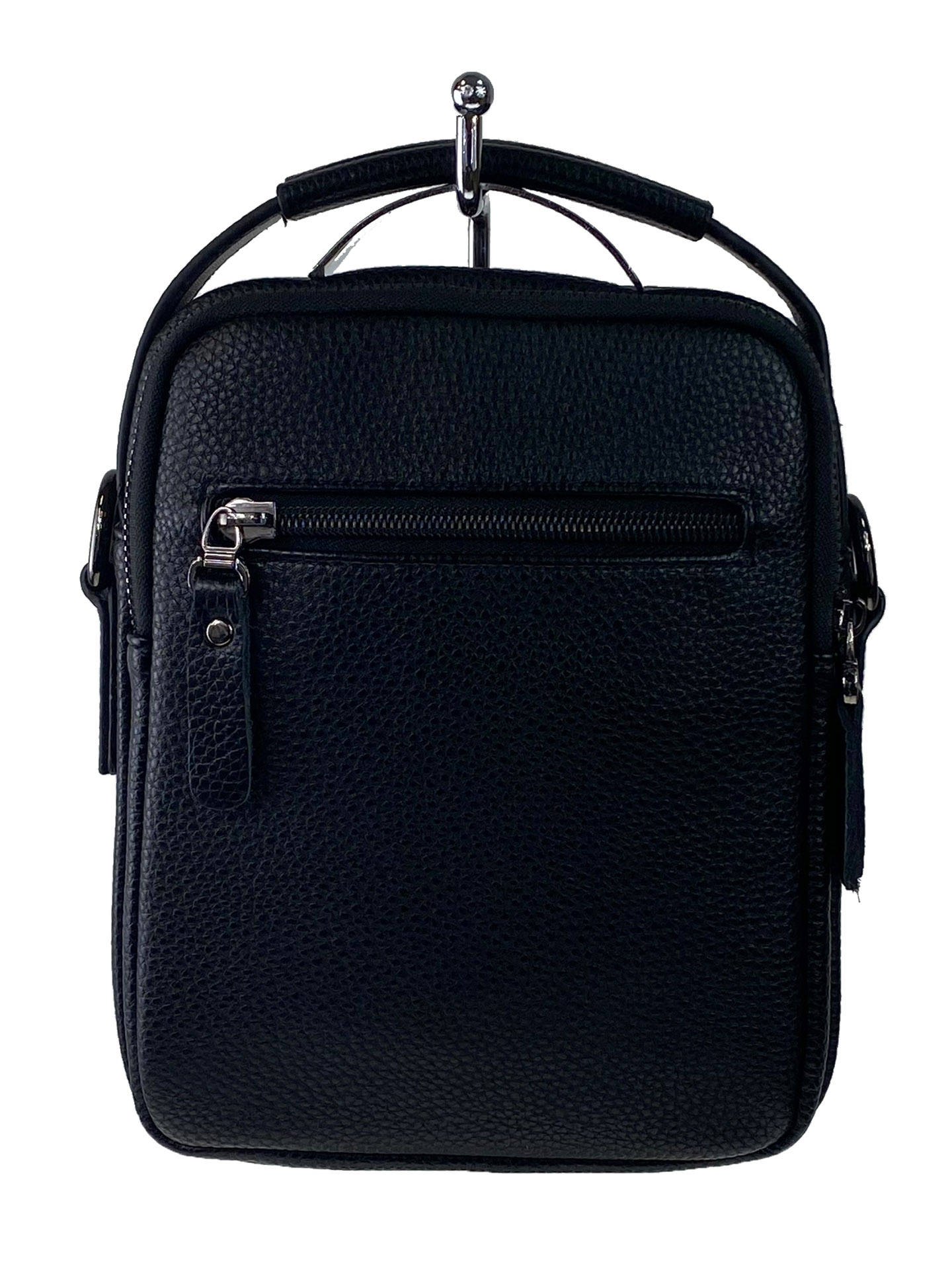На фото 3 - Небольшая мужская сумка для документов из натуральной кожи, цвет чёрный