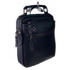 На фото 1 - Мужская сумка-планшет из фактурной натуральной кожи, чёрный цвет