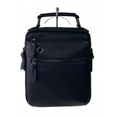На фото 2 - Мужская сумка-планшет из фактурной натуральной кожи, чёрный цвет