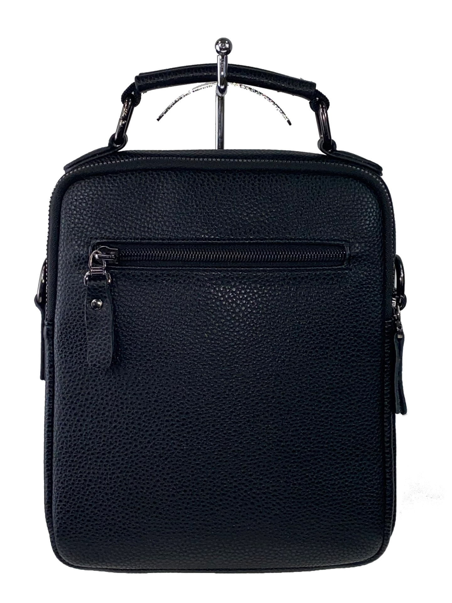 На фото 3 - Мужская сумка-планшет из фактурной натуральной кожи, чёрный цвет