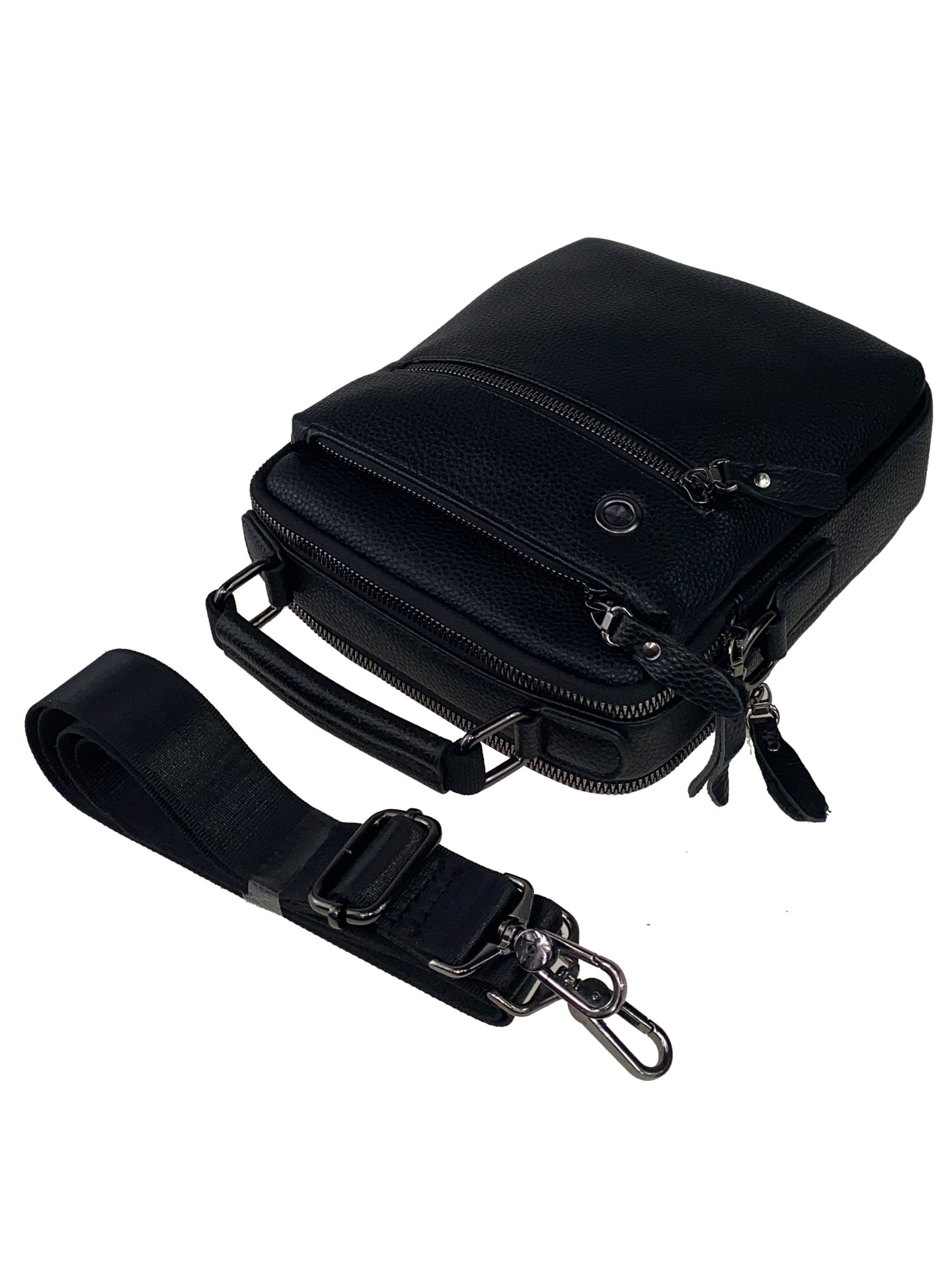 На фото 4 - Мужская сумка-планшет из фактурной натуральной кожи, чёрный цвет