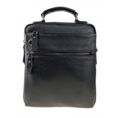 На фото 2 - Мужская деловая сумка из фактурной натуральной кожи, цвет чёрный
