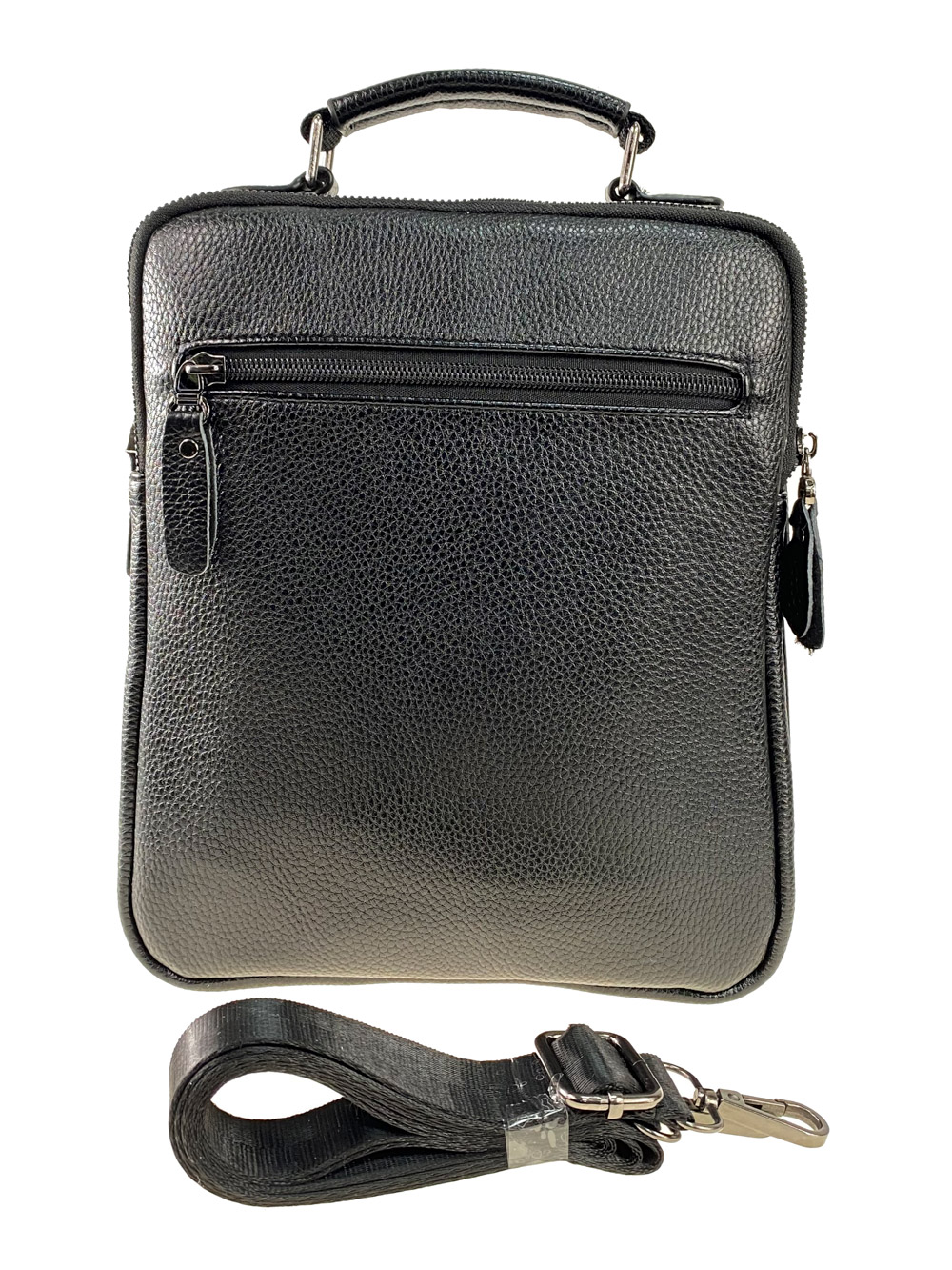 На фото 3 - Мужская деловая сумка из фактурной натуральной кожи, цвет чёрный