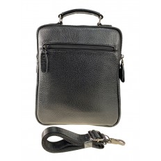 На фото 3 - Мужская деловая сумка из фактурной натуральной кожи, цвет чёрный
